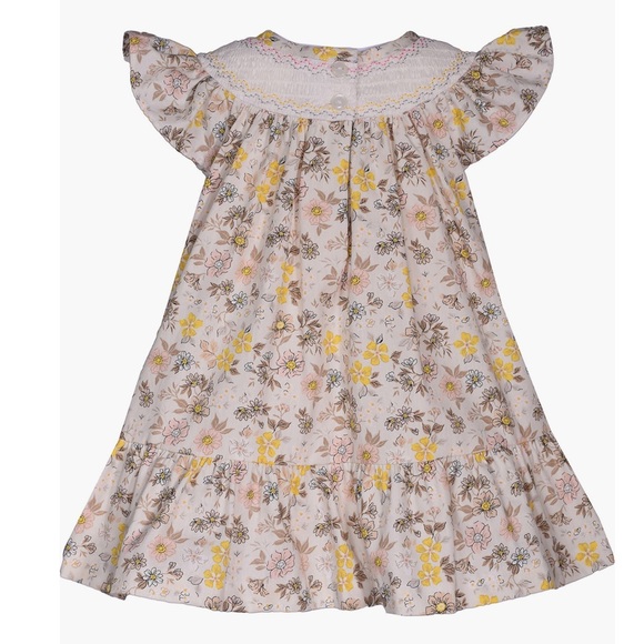 🆕 IRIS & IVY Smocked flutter dress with diaper cover  Size 12M G12 - Picture 2 of 10